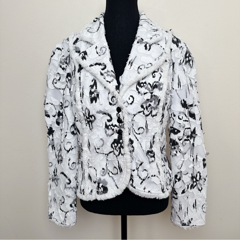 Joseph Ribkoff Womens 12 Fringe Jacquard Blazer - Picture 2 of 15